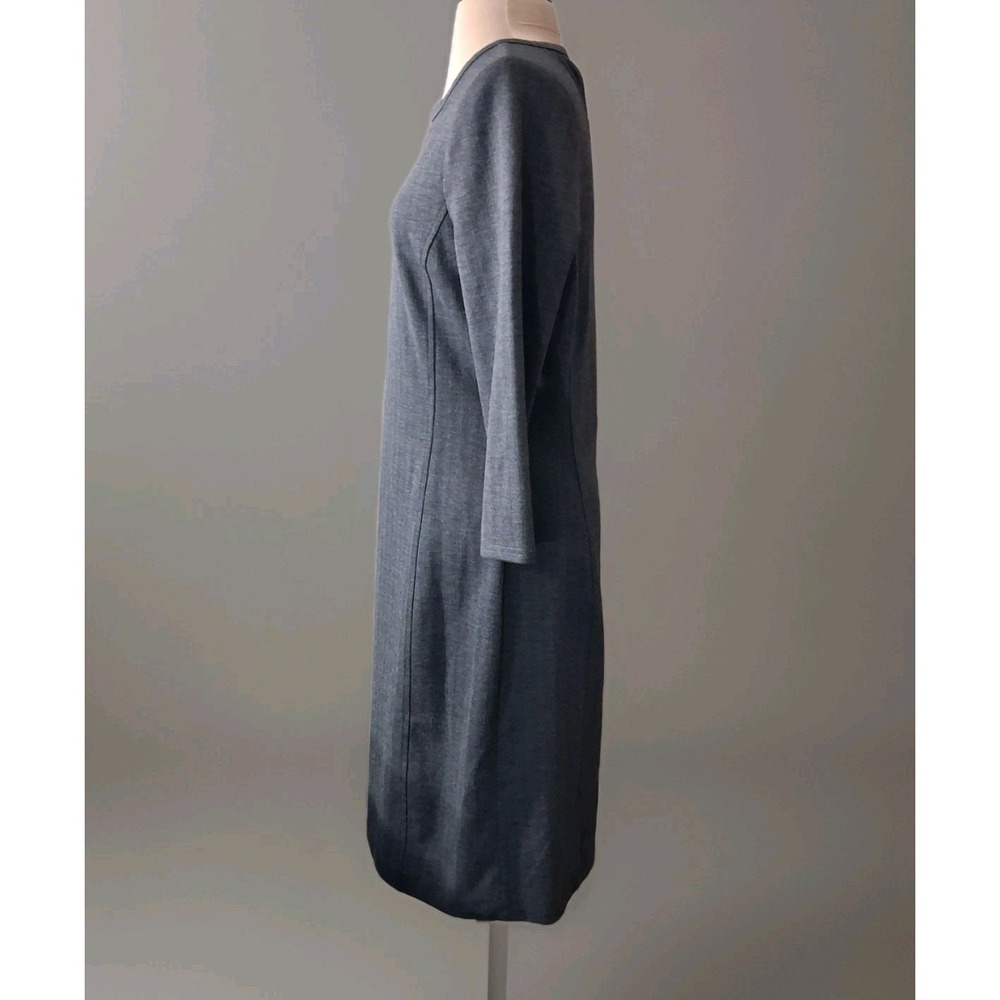 Noir Womens Sheath Dress Sz M Gray Herringbone 3/4 Sleeve Poly/Viscose Spandex - Picture 3 of 16